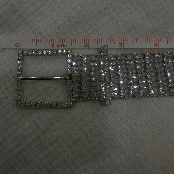 NWT Clash Clothing Sparkling Silver Rhinestone Belt O/S - Picture 2 of 6